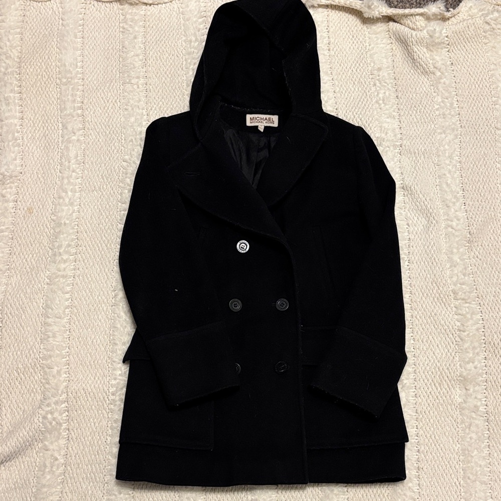 Michael Kors Women's Hooded Black Peacoat SZ 4